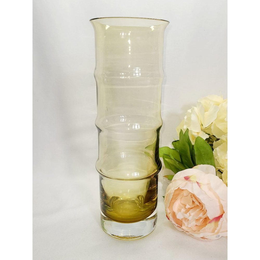 Mid- Century ASEDA vase yellow bamboo shaped vase , Sweden
